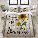 Housse de couette xcm - vous ��tes mon journal r��tro sunshine sunflower - parure de lit personnes pi��ces ...