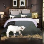 Housse de couette xcm mouton animal blanc pi��ces parure de lit avec taie d'oreiller xcm doublures de ...