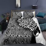 Housse de couette xcm rayures noires abstraites d imprim�� ensemble de literie pi��ces ultra douce confortable ...