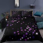Housse de couette xcm ��toiles noires violettes d imprim�� ensemble de literie pi��ces ultra douce confortable ...