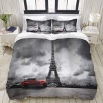 Housse de couette xcm - tour eiffel paris france french classic car street dark cloud - parure de lit ...