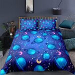Housse de couette xcm univers plan��te bleue d imprim�� ensemble de literie pi��ces ultra douce confortable ...