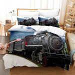 Housse de couette xcm vieux train noir d imprim�� ensemble de literie pi��ces ultra douce confortable ...
