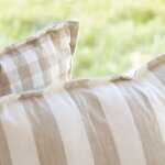 Housse de coussin 100% coton rayures et vichy lourmarin beige 45x45 cm