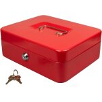 Hyfive 10`` acier rouge petite caisse argent coffre fort porte - cl�s avec bac &