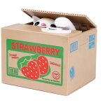 I - total tirelire chat junior 12 x 10 cm brun / blanc