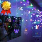 I� multicolore papillon guirlande lumineuse led feux f�erique �clairage d�coration lumi�res de rideau ...