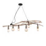 Ideal lux driftwood - luminaire suspendu a 6 lampes en bois, e27