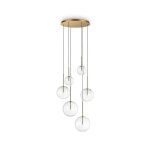 Ideal lux equinoxe plafonnier suspendu a 6 lampes en laiton