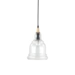 Ideal lux gretel - plafonnier a 1 ampoule noir, verre transparent, e27