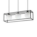 Ideal lux lingotto plafonnier suspendu a 3 barres, noir mat