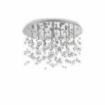 Ideal lux neve - luminaire suspendu moyen a 8 ampoules en verre souffl�, chrome, g9