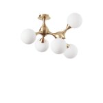Ideal lux nodi - plafonnier int�rieur mutli arm 5 lumi�res laiton satin�, e14