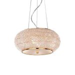 Ideal lux pasha' - pendentif a 6 ampoules or avec cristaux, e14