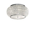 Ideal lux pasha' - plafonnier a 6 ampoules au chrome, cristal, e14