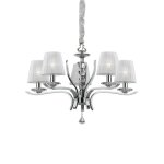 Ideal lux pegaso - lustre en cristal a 5 ??ampoules a bras multiples, chrome, fini blanc, e14