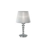 Ideal lux pegaso - petite lampe de table a 1 ampoule chrome, blanc, cristal avec abat - jour en organza, ...