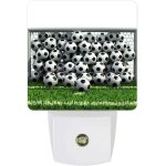 Illustration classique d'un ballon de football dans un but, veilleuse led verte prairie avec capteurs ...