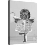 Image sur toile lion amusant noir et blanc aucune 60 x 90 cm d�co murale sans cadre imprim� num�rique ...