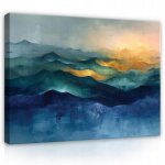 Impression sur toile abstrait bleu or moderne 120x80 cm xxl tableau d�coration deco murale intiss�e pour ...