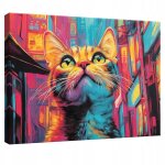 Impression sur toile abstrait chat pop art moderne 100x75 cm xxl tableau d�coration deco murale intiss�e ...