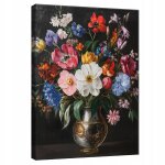 Impression sur toile fleurs noir moderne 60x40 cm xxl tableau d�coration deco murale intiss�e pour salon ...