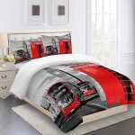 D imprim�� parure de lit literie �� tissu london bar street taille (xcm), ensemble pi��ces, housse de ...