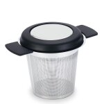Infuseur a th� en acier inoxydable (noir), passoire a th� et caf� en maille fine avec grande capacit� ...