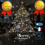 Inn� stickers no�l fen�tre vitre d�coration autocollant adh�sif sapin transparent f�tes fin d'ann�e ...