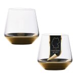 Intirilife 2x verre a boire avec fond dor� - contenance 350 ml - eau jus de fruits verre cristal gobelet ...