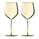 Intirilife 2x verres a vin en acier inoxydable couleur or brillant - 21 x 9 cm - 400 ml - verres a vin ...