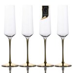 Intirilife 4x flte a champagne avec pied dor - 200 ml de contenance - flte a champagne prosecco verre ...