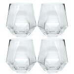 Intirilife 4x verre a boire au design hexagonal transparent - 240 ml de contenance - verre a eau et a ...