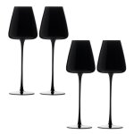 Intirilife 4x verre a vin au design moderne en noir - capacit de 500 ml - verre a vin rouge vin blanc, ...