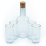 Intirilife set de carafes en verre carafe avec bouchon et 4 verres avec bord dor� - carafe 1. 7 litre ...