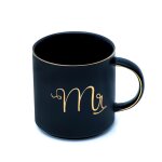Intirilife tasse a caf� en noir avec bord dor� et inscription mr - 300 ml de contenance - tasse a th� ...