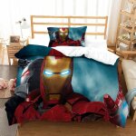 Iron man impression en d parure de couette avec fermeture eclair housse de couette respirantepour tout ...
