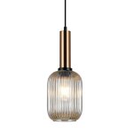 Italux antiola - suspension moderne en laiton a 1 lumi�re avec abat - jour ambre, e27