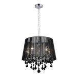 Italux cornelia - suspension a suspendre chrome, noir a 5 lumi�res avec abat - jour en tissu noir, e14 ...