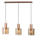Italux javier - suspension moderne en bronze antique, noir a 3 lumi�res avec abat - jour en verre, e27 ...