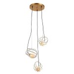 Italux lemon balm - pendentif suspendu moderne dor� a 3 lumi�res avec or, abat - jour blanc, g9