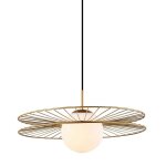 Italux sandy - suspension moderne a suspendre dor�e a 1 lumi�re avec or, abat - jour blanc, e27