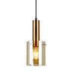 Italux sardo - suspension moderne en laiton a 1 lumi�re avec abat - jour ambre, e27