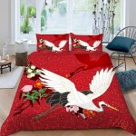 Japon housse de couette x imprim�� d grue oriental parure de lit personnes ado fille enfants microfibre ...
