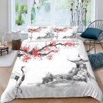 Japon sakura housse de couette x imprim�� d paysage parure de lit personnes ado fille enfants microfibre ...