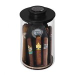 Jarre � cigares en verre noire cylindrique