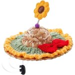 ?jaune?chapeau de paille pour animaux de compagnie costume de chien chapeaux avec en tricot cordon de ...