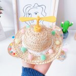 (jaune)chapeau de soleil en paille pour petit animal de compagnie, joli chapeau de costume pour chiens, ...