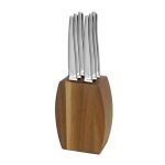Jet sabl� - bloc bois d'acacia 6 couteaux steak