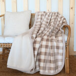 Jet� de canap� et lit motif vichy en polaire